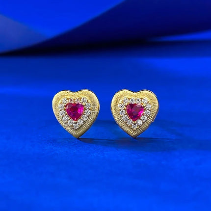 2025 spring/summer new s925 silver gold-plated heart-shaped brushed small earrings, fashionable and versatile
