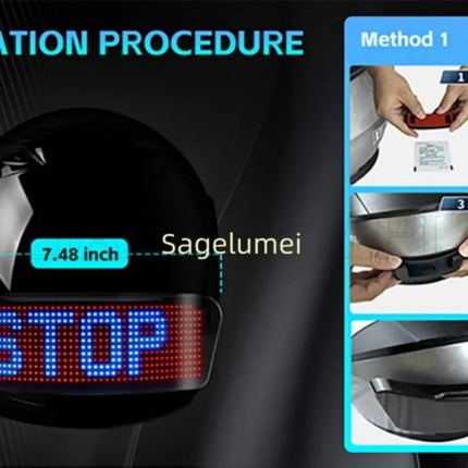 NEW APP Programmable LED Screen DIY Led Helmet Display Motorcycle Helmet Warning Light Night Riding RGB Bike Helmet Taillight