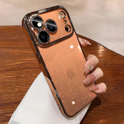 Plating Glittering Sparkle Transparent Phone Case For iPhone 17 Lens Camera Protection Slim Cover