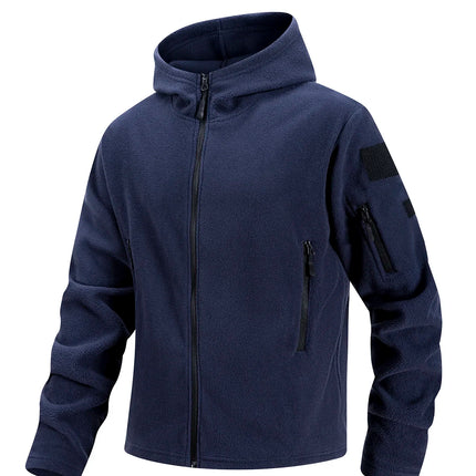 Winter Hunting Men’s Fleece Jacket Warm Coats Polar Outdoor Hoodie Jacket Multi-Pocket Casual Full Zip Sport Hiking Coat S-XXXL