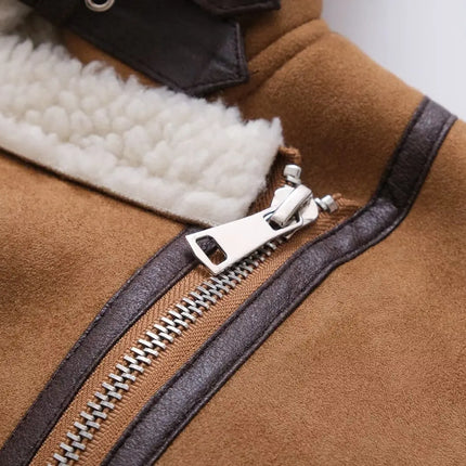 Winter new fur jacket for women fashion versatile suede motorcycle warm jacket