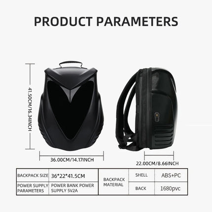 LOY Owl Design LED Display Smart Screen Motorcycle Cycling Backpack Bluetooth Control DIY Travel Bag Hard Shell Helmet Bag