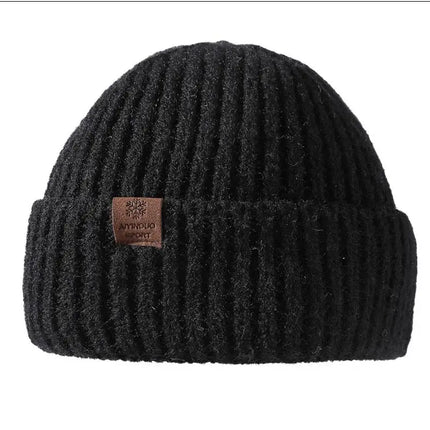Winter Hats For Men Thickened Knitted Beanie Ear Protection Solid Color Cold Hat Keep Warm Baggy Cap Male Korean Elastic New