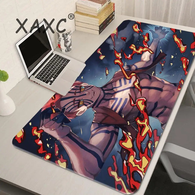 Japan Anime Desk Mat XL PC Akaza Gamer Cabinet Keyboard Rug Laptop Ghost D-demon Slayer Mouse Pad Black And White Manga Mousepad
