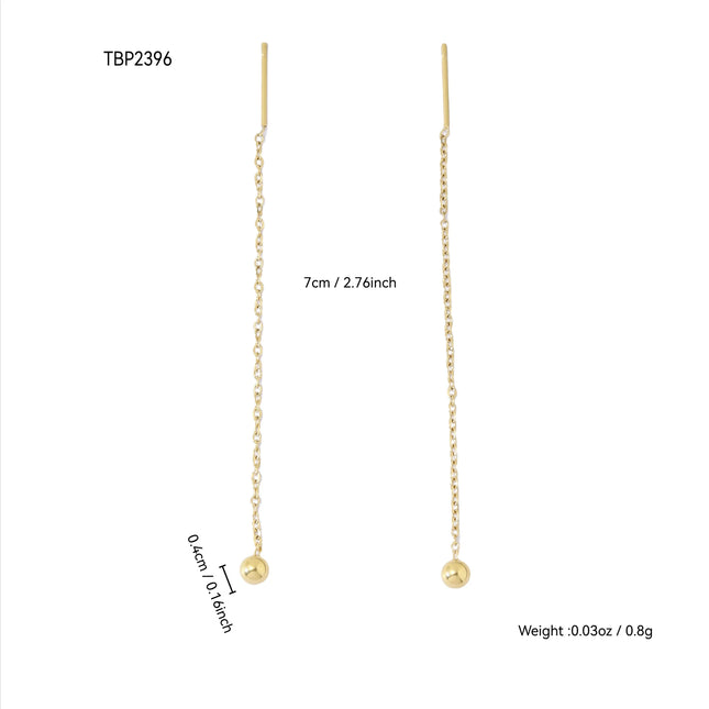 Simple Earrings Delicate Small Personality Temperament Stainless Steel Small Gold Ball Pendant A Two Wear Ear Wire Female