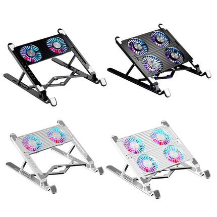 Laptop Cooling Pad with 2/4 Fans Foldable Notebook Stand RGB Silent Gaming Laptop Cooler Fan 7 Height for 11-17.3 Inch Notebook