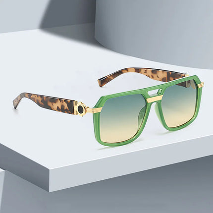 2025 Sunglasses for Women Fashionable Square Frame Glasses with Golden Decorative Lens