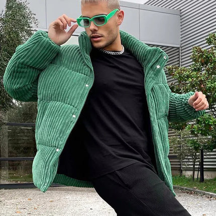 New Winter Men's Jacket Coats Corduroy Cotton Jacket Warm Bomber Jacket Loose Short Tops Bakery Wear