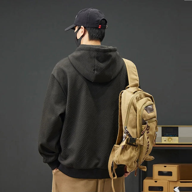 2025 New in Men's Hoodie Half Zip Long Sleeve Oversize Hooded Sweatshirt Male Spring Clothes Loose Fit Zip-up Golf Wear Big Size
