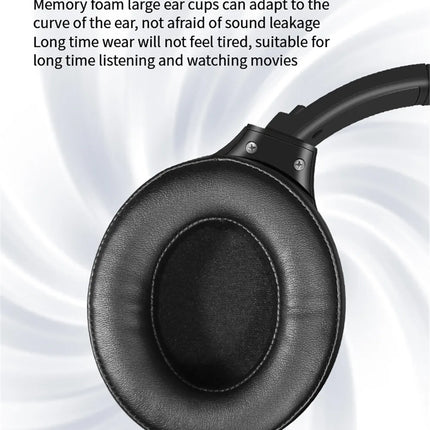 20 H Play Bluetooth Headphones with Large Earmuffs Wireless Earphones with Bass Noise Cancelling and Mic TF-card Support Helmet