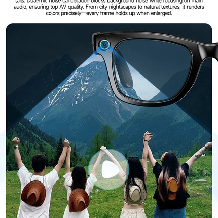 New Men Women 8MP HD Camera Smart Glasses For High-definition Photography Video Recording  Translation Voice Call And Music Play
