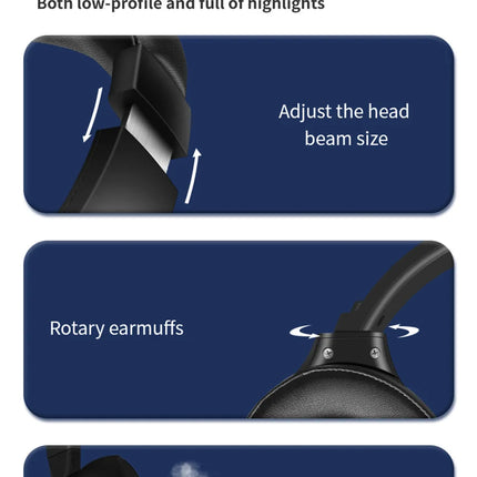 20 H Play Bluetooth Headphones with Large Earmuffs Wireless Earphones with Bass Noise Cancelling and Mic TF-card Support Helmet