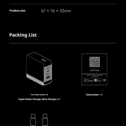 CukTech 10 Ultra GaN Charger 120W MAX Power Adaptor Adaptive Fast Charge Digital Display Mobile Phone Charger Original PD2.0 3.0