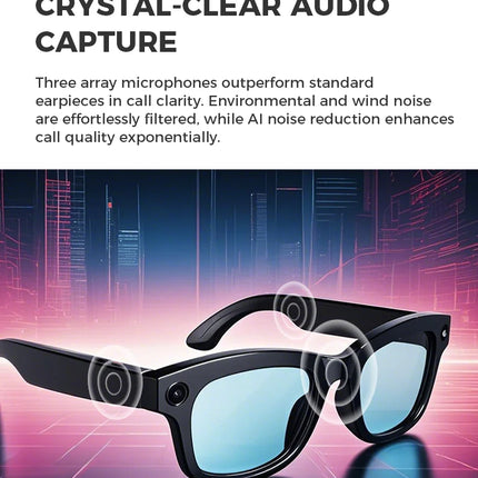 AI Smart Glasses 500W HD Camera Shooting Bluetooth Calling Intelligent Voice Assistant Control Music Smart Glasses For Men Women