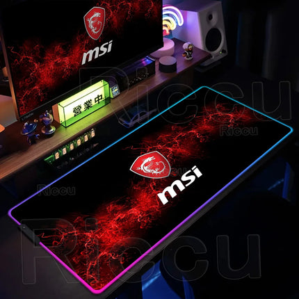 RGB MSI Pc Gaming Keyboard Expansion Mouse Pad LED Glowing Mat Anti-slip Rubber Backlight Esports Game Laptop Home Office Setup