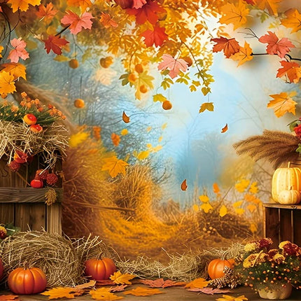 Fall Harvest Backdrop Autumn Barn Pumpkin Thanksgiving Maple Photography Background Festivals Party Baby Shower Decor Banner