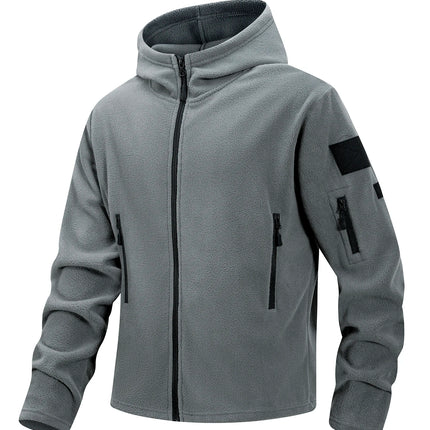 Winter Hunting Men’s Fleece Jacket Warm Coats Polar Outdoor Hoodie Jacket Multi-Pocket Casual Full Zip Sport Hiking Coat S-XXXL