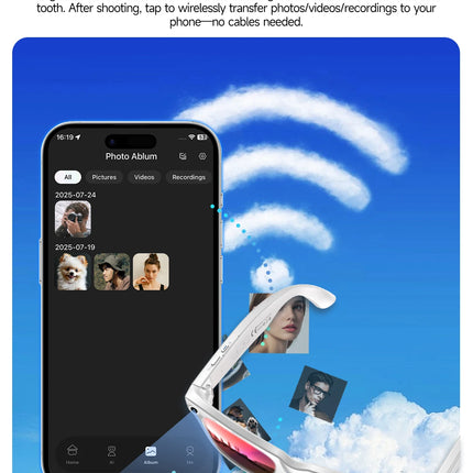 4K AI Smart Glasses 8MP HD Camera Video Bluetooth Call Intelligent Translation 270mAh Battery Voice Assistant Music Sunglasses