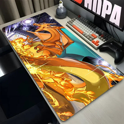 Mouse Pad Lockedge Large P-pokemon Charizard Gaming Accessories Computer Gamer Keyboard Pad Mouse Mat Desk XXL Mousepad for Gift