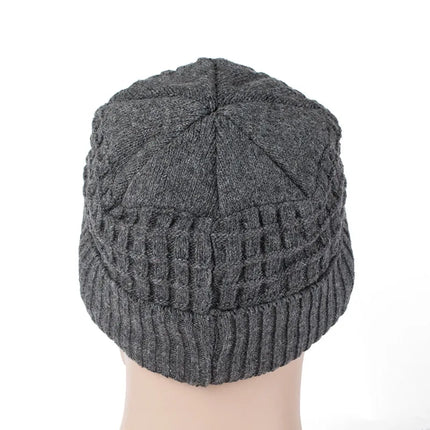 Men's Winter Keep Warm Visor Hats Thickened and Flannel Knitted Elastic Comfortable Winter Hats For Men