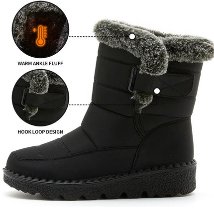 Women's Boots 2024 Trend Winter Shoes For Woman Winter Boots Ankle Low Heels Botas Mujer Waterproof Snow Boots With Fur Shoes