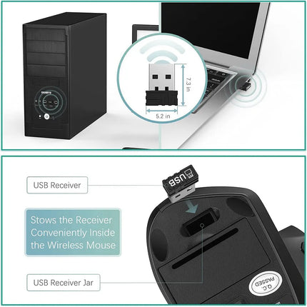 Wireless Bluetooth Vertical Mouse 800 1200 1600 DPI 6 Button Personalised Side Grip Ergonomic 2.4G Mute Gaming PC Computer Mouse