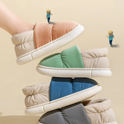 Waterproof Winter Shoes for Men's 2025 New Plush Slippers Women Ankle Boots Warm White Couple Cotton Couples Platform Shoes