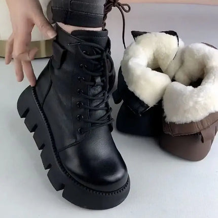 Snow Boots Womens Shoes 2025 New Boots Warm Wool Platform Shoes Thickened Cotton Shoes Cold Winter Round Toe Platform Boots
