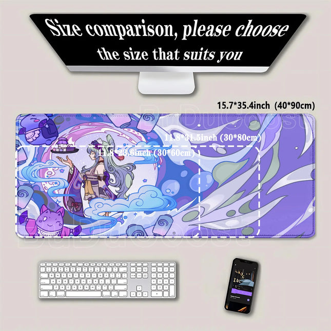 Game Yumemizuki Mizuki Furina Mavuika Raiden Mousepad XXL Large Genshin Impact Mouse Pad Non-slip Keyboard office Anime Desk Mat