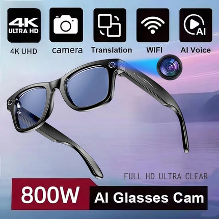 New Men AI Camera Smart Glasses Wifi 800W Pixel 4K Ultra Clear Videography AI Translation 32GB Anti Blue Light Women Glasses