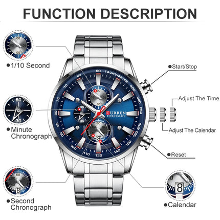 Top Luxury Brand CURREN Quartz Men’s Watch Sport Waterproof