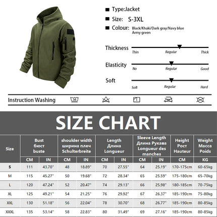 Winter Hunting Men’s Fleece Jacket Warm Coats Polar Outdoor Hoodie Jacket Multi-Pocket Casual Full Zip Sport Hiking Coat S-XXXL