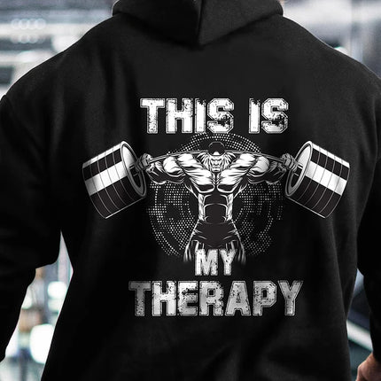 This Is My Therapy Pattern Hooded For Men Autumn Winter New Men's Fitness Hoodies Gym Workout Hoodie Breathable Sweatshirts