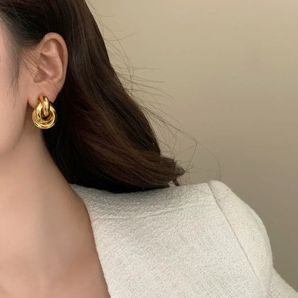 Round Stud Earrings for Women Trendy Fine Jewelry Minimalist Exaggerated  Accessories