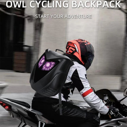 LOY Owl Design LED Display Smart Screen Motorcycle Cycling Backpack Bluetooth Control DIY Travel Bag Hard Shell Helmet Bag