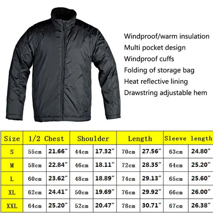 Winter Outdoor Jackets Men Parkas Warm Lightweight Tactics Causal Jacket Heat Reflective Windproof Hiking Coat Windbreaker