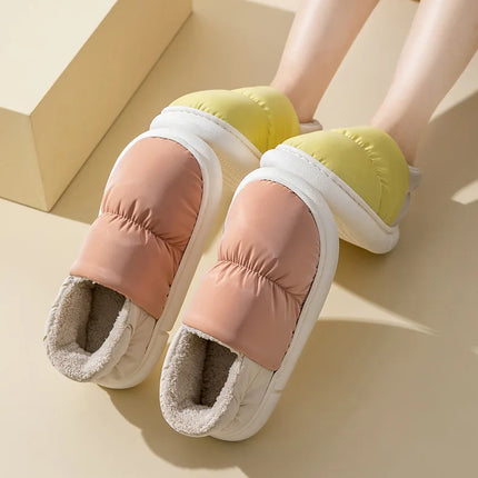 Waterproof Winter Shoes for Men's 2025 New Plush Slippers Women Ankle Boots Warm White Couple Cotton Couples Platform Shoes