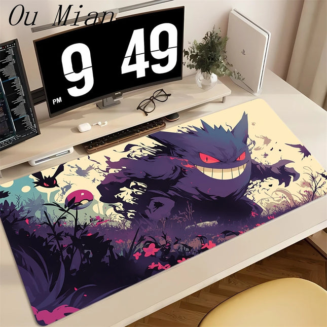 Purple Japan Anime Mouse Pad PC Cool P-pokemon Gamer Cabinet Keyboard Rug XXL G-gengar Extended Desk Mat Laptop Kawaii Mousepad