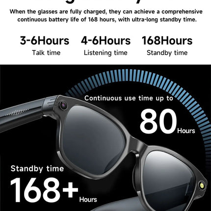 New AI Smart Glasses 800W Camera WIFI+Bluetooth Real-time Transmission Sunglasses Touch Control Video Record Glasses For XIAOMI
