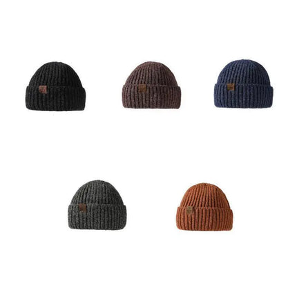 Winter Hats For Men Thickened Knitted Beanie Ear Protection Solid Color Cold Hat Keep Warm Baggy Cap Male Korean Elastic New