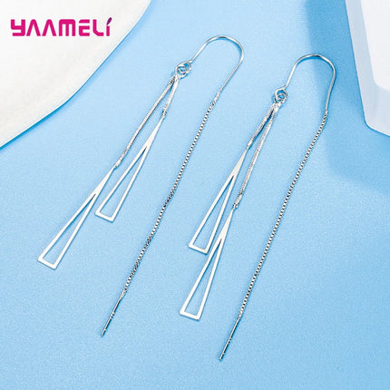 Earrings Fashion Jewelry Simple Geometric Tassel Long Box Chain Thread Pendientes Ear Decoration Ornaments