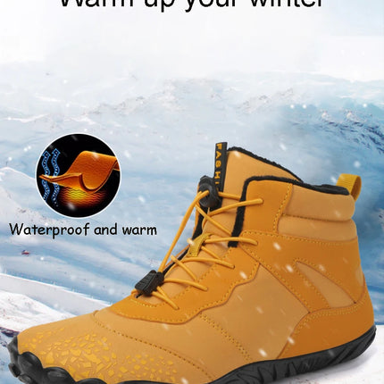 Winter Barefoot Boots Men Winter Shoes Barefoot Ankle Boots 36-46 Couple Snow Shoes Outdoor Hiking Shoes Fur Warm Plush Boots