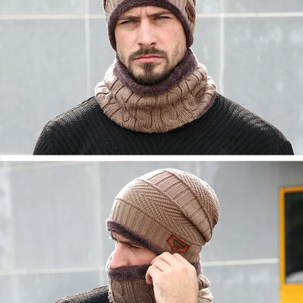 Winter Hats For Men Skullies Beanie Hat Winter Cap Men Women Wool Scarf Caps Balaclava Mask Bonnet Knitted Hat Gorras