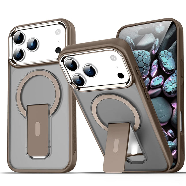 Luxury For Magsafe Phone Case For iPhone 17 Magnetic Wireless Charge Folding Stand Holder Matte Cover Cases