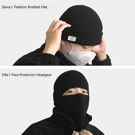 Winter Men's Hats Knitted Wool Hat Windproof And Cold Resistant Head Cover Mask Warm And Cold Hat Outdoor Balaclava Warm Hat