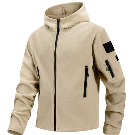 Winter Hunting Men’s Fleece Jacket Warm Coats Polar Outdoor Hoodie Jacket Multi-Pocket Casual Full Zip Sport Hiking Coat S-XXXL