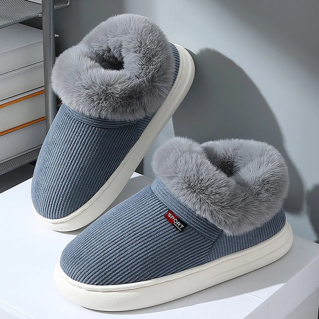 BASATU Winter Women Shoes Casual House Shoes For Men Outdoor Warm Cotton Shoes For Male Indoor Female Plush Snow Boots