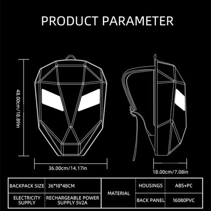 Motorcycle LED Screen Display Cycling Bag Outdoor Riding Helmet Hard Shell Backpack Large Capacity Dynamic Eye Backpack APP DIY