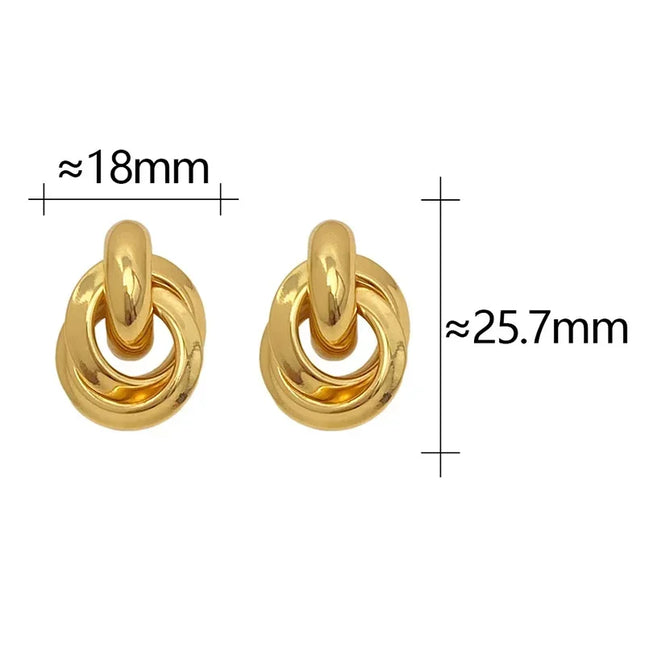 Round Stud Earrings for Women Trendy Fine Jewelry Minimalist Exaggerated  Accessories