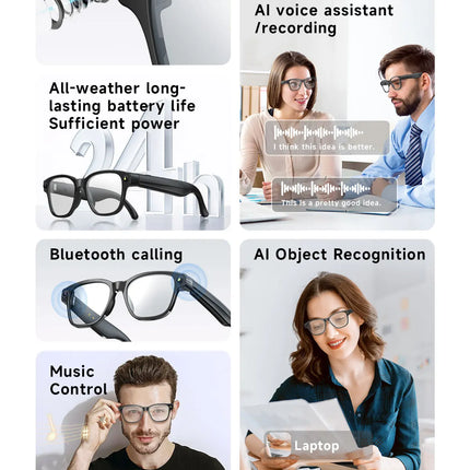 New AI Smart Glasses 800W Camera WIFI+Bluetooth Real-time Transmission Sunglasses Touch Control Video Record Glasses For XIAOMI